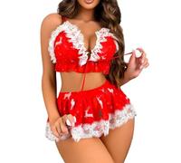Ensemble Lingerie Femme Sexy Noël - Femme Sexy Dentelle Rouge Tenue Lingerie Femme NoëL Seduction NoëL Femme Sexy éRotique Costume Mere Noel Ouverte sous-vêtement Chic Déguisement Costume Christmas