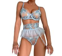 Ensemble Lingerie Sexy Femme Érotique Haut Sexy Femme Femmes Dentelle Florale Chaîne Liée Jarretière Body Avec Anneau de Jambe Dainty Peplum Ensemble de Lingerie Érotique Costume Coquine Hot