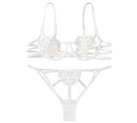 Ensemble Lingerie Sexy Tenue Sexy Femme Coquine Hot String G-String Dentelle Soluble Lingerie sous-Vêtements Water Flower Ensemble de Féminine Tenues Femmes