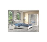 Ensemble Lit 140x190cm + 2 Chevets + Armoire - GOYA -