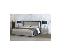 HYDE - Ensemble Lit 140x190cm avec Leds + 2 Chevets - Altobuy Gris