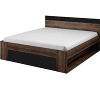 Ensemble lit 180x200 avec tables de nuit, collection EOS. Couleur chêne foncé et noir.