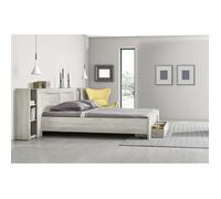 Ensemble lit 180X200 cm + Tete cosy EDEN - Bois et chene blanchi - 1 tiroir - GAMI