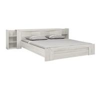 Ensemble lit 180X200 cm + Tete cosy EDEN - Bois et chene blanchi - 1 tiroir - GAMI G
