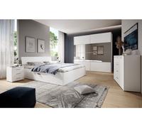 Ensemble lit 180x200 et tables de nuit collection EOS. Couleur blanc mat.