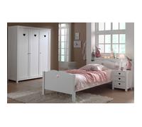 Vipack Chambre enfant complète Amori AMCO23 – Lit, chevet, armoire 3 portes – Bois blanc