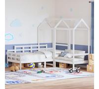 Ensemble Lit Banc Toit Blanc Enfant Adulte Chambre Salon Multifonction Bois Pin Massif sans Matelas Design Moderne avec Dossier et Rangement