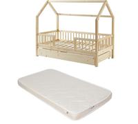 Ensemble Lit barrière et tiroir Safari Beige 70x140 avec matelas enfant 70x140 - Laïba Kids
