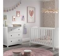 Ensemble Lit bébé 60x120cm avec Commode et Plan à langer laqué Blanc - MILADY -