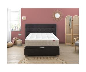 Ensemble Lit Coffre Epeda HERCULE 2 en 1 - Velours Gris Béton 180x200 - Double Sommier