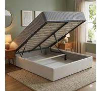 Ensemble Lit Coffre et Matelas 160x200 cm - Couleur : Blanc - Sommier Relevable avec Grand Coffre de Rangement et Vérins Hydrauliques - Matelas Latex Soutien Ferme - Lit Coffre Déhoussable Moderne