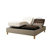 Ensemble lit électrique 140x190 gris - Sommier relaxation à plots + contour bouclette + matelas