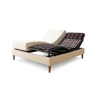Ensemble lit électrique 160x200 beige - Sommier relaxation à plots + contour bouclette + matelas