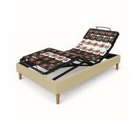 Ensemble lit électrique 90x190 beige - sommier à plots + matelas mémoire de forme
