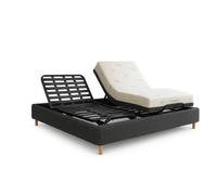 Ensemble lit électrique 90x190 gris Orthoflex - sommier à plots motorisé + matelas mémoire 17 cm