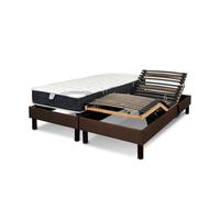 Ensemble lit électrique Essenzia Zen Grey Classic + Sommier DETENTE marron 2x80x200 Ressorts