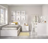 Ensemble lit enfant 90x190 cm avec 1 tiroir-lit + table de nuit 2 tiroirs + bureau avec 1 tiroir