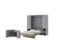 Ensemble lit escamotable SMART et bureau rabattable EASY ouverture à droite et armoires assorties