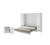 Ensemble lit escamotable SMART et bureau rabattable EASY ouverture à droite et armoires assorties