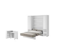 Ensemble lit escamotable SMART et bureau rabattable EASY ouverture à droite et armoires assorties