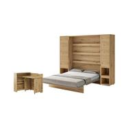 Ensemble lit escamotable SMART et bureau rabattable EASY ouverture à droite et armoires assorties