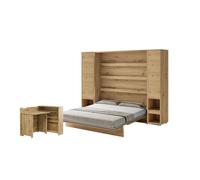 Ensemble lit escamotable SMART et bureau rabattable EASY ouverture à gauche et armoires assorties