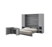 Ensemble lit escamotable SMART et bureau rabattable ENJOY ouverture à droite et armoires assorties