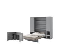 Ensemble lit escamotable SMART et bureau rabattable ENJOY ouverture à droite et armoires assorties