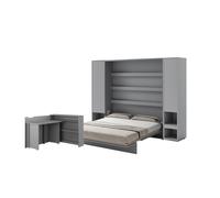 Ensemble lit escamotable SMART et bureau rabattable ENJOY ouverture à gauche et armoires assorties