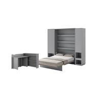 Ensemble lit escamotable SMART et bureau rabattable ENJOY ouverture à gauche et armoires assorties