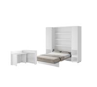 Ensemble lit escamotable SMART et bureau rabattable ENJOY ouverture à gauche et armoires assorties