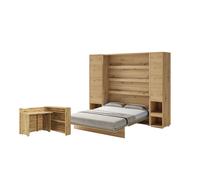 Ensemble lit escamotable SMART et bureau rabattable ENJOY ouverture à gauche et armoires assorties