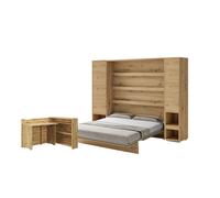 Ensemble lit escamotable SMART et bureau rabattable ENJOY ouverture à gauche et armoires assorties