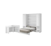 Ensemble lit escamotable SMART et bureau rabattable ENJOY ouverture à gauche et armoires assorties