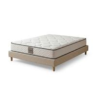Ensemble lit et matelas - SAMPUR - Cosmos - 160x200 cm - Tissu bouclette sable - Matelas mémoire de forme 21 cm