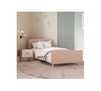 Ensemble Lit et table de chevet - SUZIE - 90 x 190 cm - Chêne / Abricot - DEMEYERE