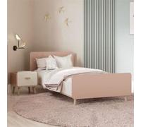 Ensemble Lit et table de chevet - SUZIE - 90 x 190 cm - Chêne / Abricot - DEMEYERE