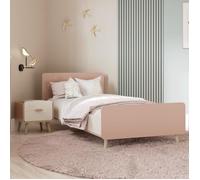 Ensemble Lit et table de chevet - SUZIE - 90 x 190 cm - Chêne / Abricot - DEMEYERE