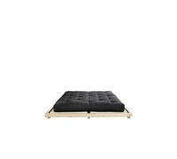 Ensemble lit futon DOCK style japonais naturel 180x200 + tatami + matelas futon noir