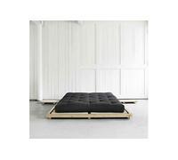 Ensemble Lit futon style japonais naturel + matelas futon noir 160x200