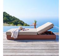 Ensemble lit piscine ALLURE + table d’appoint VENUZIA Acajou Aluminium traité époxy, Polyester Hespéride