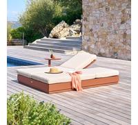 Ensemble lit piscine double ALLURE + table d’appoint VENUZIA Acajou Aluminium traité époxy, Polyester Hespéride
