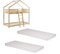 Ensemble Lit superposé Beige 90x190 + 2 Matelas enfants 90x190x10 - Laïba Kids