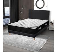 Ensemble literie 160x200 cm avec matelas sommier + pieds - BLAKMAT