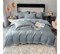 Ensemble literie en égyptien Couvercle à Couette Douce taies d'oreiller lit Plate-Bas de Coton (Couleur: Une Taille: Reine (Un Roi 4pcs)