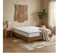 Ensemble literie - SAMPUR - Cosmos - 140x190 cm - Tissu bouclette camel - Matelas mémoire de forme 21 cm