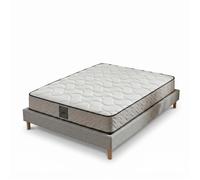 Ensemble literie - SAMPUR - Cosmos - 200x200 cm - Mémoire de forme 21 cm - Tissu gris clair