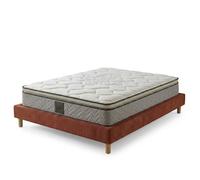 Ensemble literie - SAMPUR - Terra Cotta - 160x200 cm - Velours côtelé - Matelas mémoire de forme 21 cm