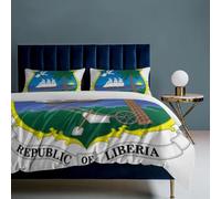 Ensemble Literie Trois Pièces République du Libéria Drapeau National Parure Lit pour Garçon Et Fille Housse Couette en Microfibre Brossée 105G Douce Et Respirante pour Décoration Chambre Moderne
