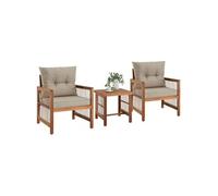 Ensemble lounge 2 places au design en corde et bois d'acacia marron
